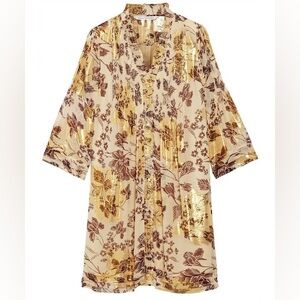 Diane Von Furstenberg Layla Metallic Silk-Blend Chiffon Mini Dress